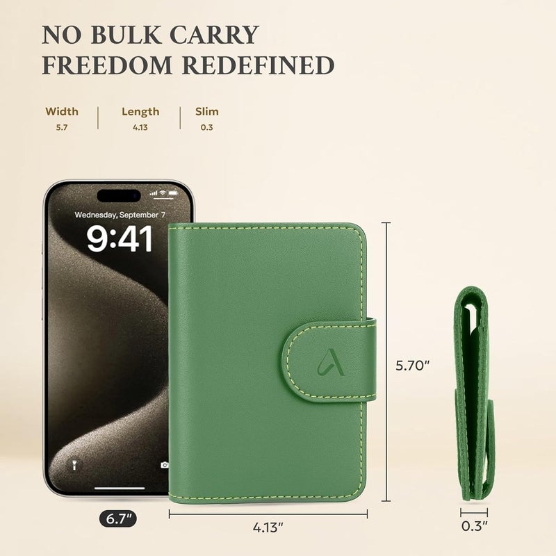 ALLIVE Rfid Passport Holder for Travel Women, Rfid Passport Cover Wallet, Genuine Leather Passport Holder for Travel with AirTag Hidden, Airport Essentials, Travel Gifts (Avocado Green) - Image 5
